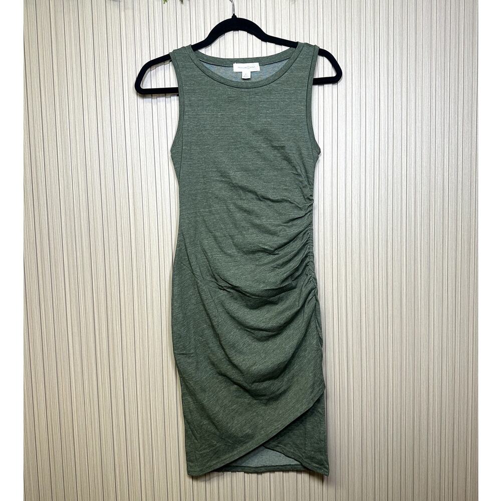 Treasure & Bond Ruched Side Sleeveless Dress in Green Size XS